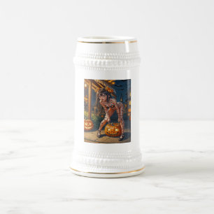 Caneca De Cerveja Assassino de balas de Halloween e Vixen pintado pe
