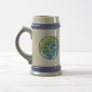 Caneca De Cerveja Astronauta engraçado no espaço e na banda desenhad