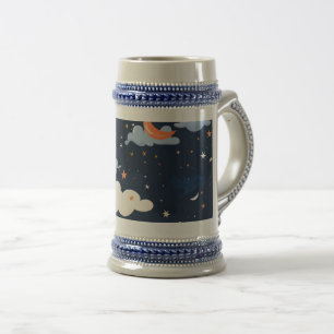 Caneca De Cerveja Astronomia em papel padrão celestial