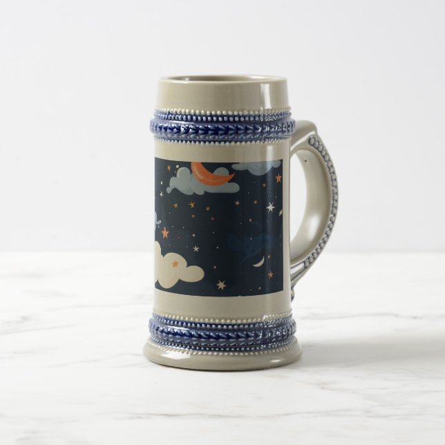 Caneca De Cerveja Astronomia em papel padrão celestial (Frente Esquerda)