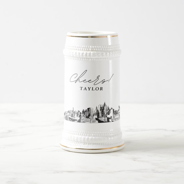 Caneca De Cerveja Atlanta Bridal Party Gift Skyline Personalizado (Centro)