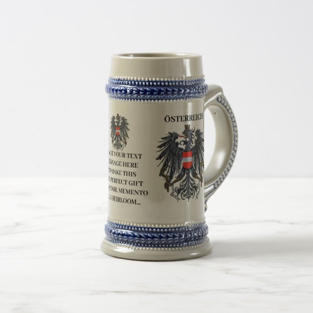 Caneca De Cerveja Austria Österreich Crest Custom Oktoberfest (Frente Esquerda)