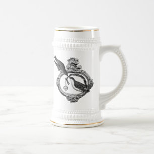 Caneca De Cerveja Aves Vintage com Roupa e presentes no coração
