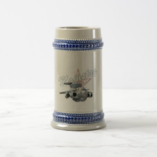 Caneca De Cerveja Avião militar de animação