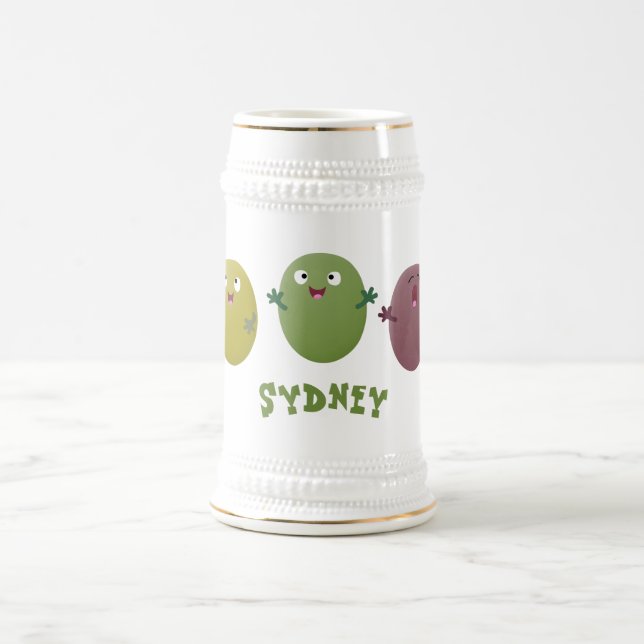 Caneca De Cerveja Azeitonas agradáveis, bonitas, cantando cartoon (Centro)