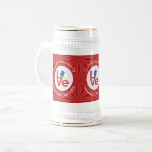 Caneca De Cerveja Azores Vermelho Bandeira Personalizada de AMOR