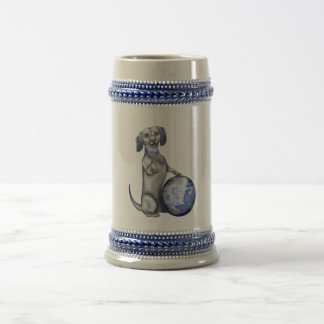 Caneca de cerveja azul do Dachshund do salgueiro
