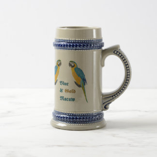 Caneca de cerveja azul e Dourado do Macaw