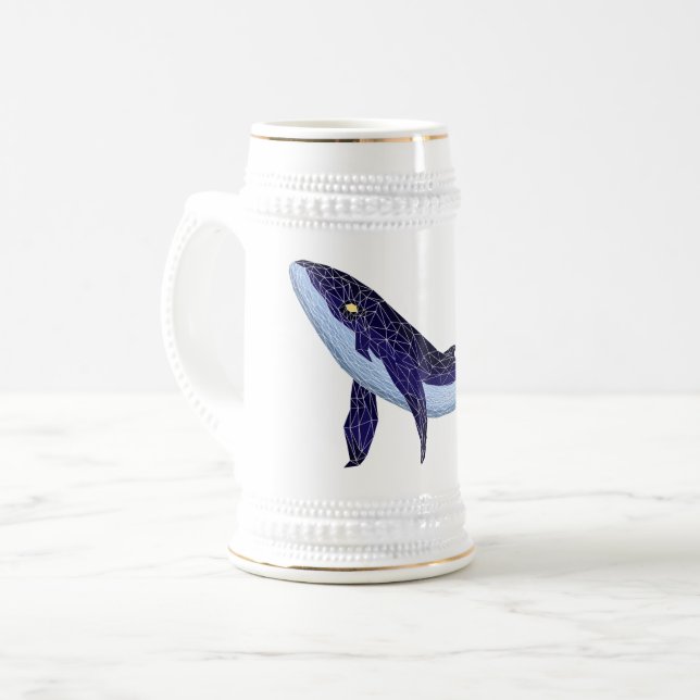 Caneca De Cerveja Baleia azul de vidro -  Blue Glass Whale (Frente Esquerda)