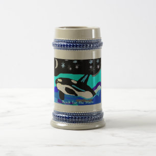 Caneca De Cerveja Baleia da orca da estrela de Nightime, alcance