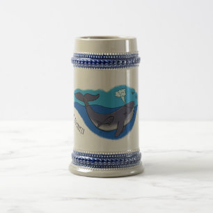Caneca De Cerveja Baleia e caricatura branca de vitelo