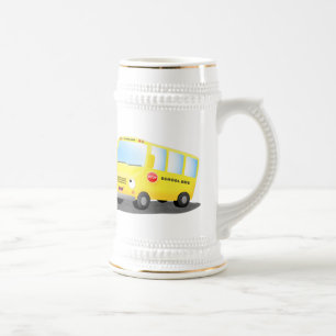 Caneca De Cerveja Banda branca e feliz de ônibus escolar amarelo