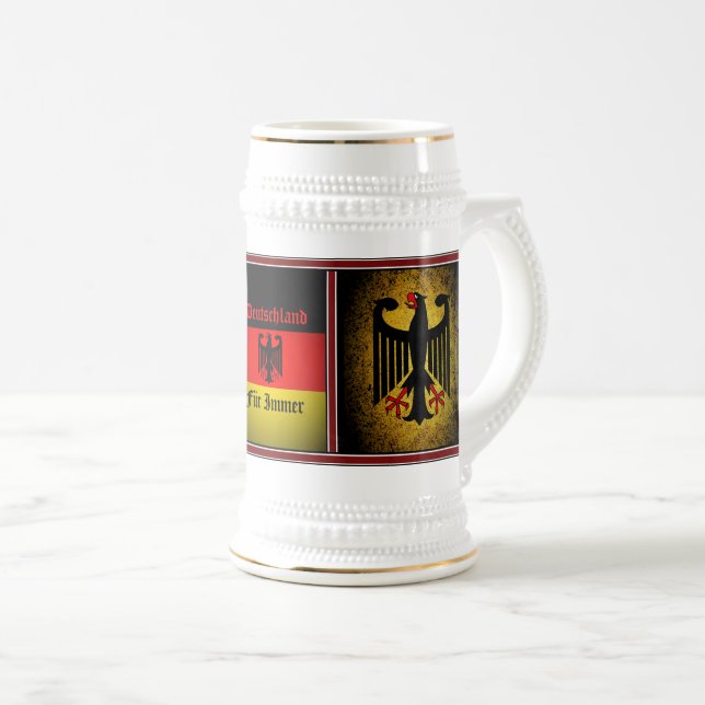 Caneca De Cerveja Bandeira alemã, águia negra, martelo de pele de Al (Frente Esquerda)