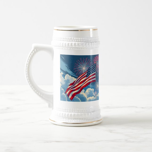 Caneca De Cerveja Bandeira Americana Patriótica com Fireworks - 4 de (Esquerda)