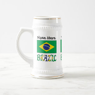 Caneca De Cerveja Bandeira Brasileira Nome Personalizado Brasil 