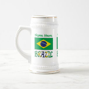 Caneca De Cerveja Bandeira Brasileira Personalizada Nome Brasil