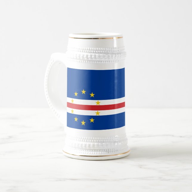Caneca De Cerveja Bandeira Cabo Verde (Frente Esquerda)