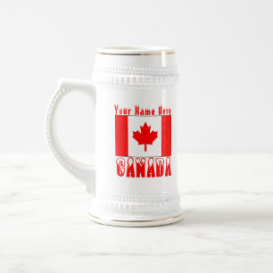 Caneca De Cerveja Bandeira Canadense Canadá com Teto de Neve e Seu N