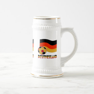 Caneca De Cerveja Bandeira da Alemanha e Bola de Futebol Borda Cinza