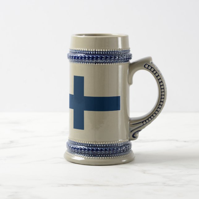 Caneca De Cerveja Bandeira da Cruz Azul da Finlândia Suomi (Direita)