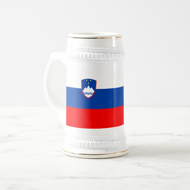 Caneca De Cerveja Bandeira da Eslovênia (Frente Esquerda)