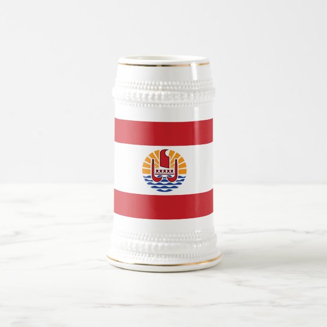 Caneca De Cerveja Bandeira da Polinésia Francesa (Centro)