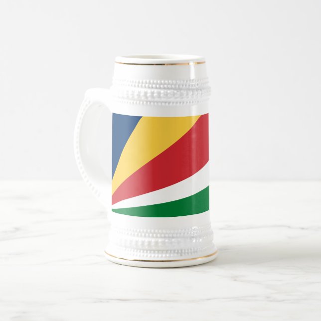 Caneca De Cerveja Bandeira das Seychelles (Frente Esquerda)