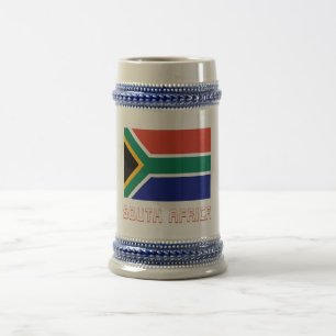 Caneca De Cerveja Bandeira de África do Sul com nome