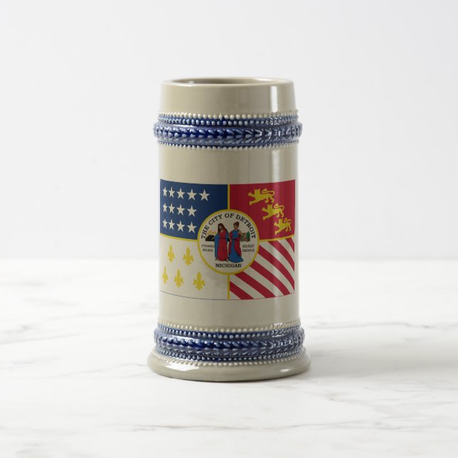Caneca De Cerveja Bandeira de Detroit (Centro)