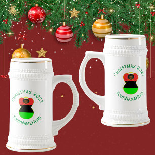 Caneca De Cerveja Bandeira de Natal do Anjo da Diáspora Africana Per