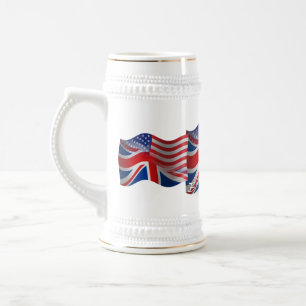 Caneca De Cerveja Bandeira de ondulação Britânico-Americana