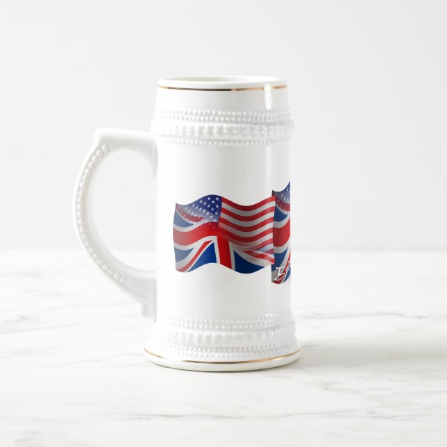 Caneca De Cerveja Bandeira de ondulação Britânico-Americana (Esquerda)
