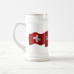 Caneca De Cerveja Bandeira de ondulação da suiça