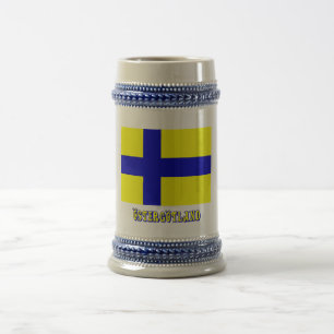 Caneca De Cerveja Bandeira de Östergötland com o nome (não oficia