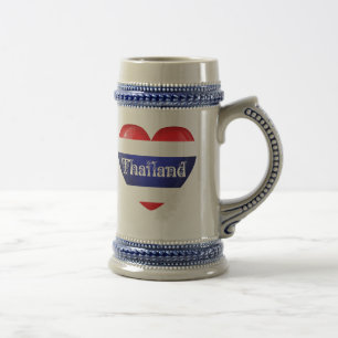 Caneca De Cerveja Bandeira do Coração da Tailândia