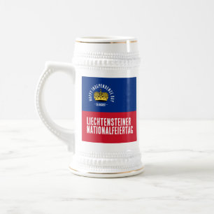 Caneca De Cerveja Bandeira do Dia Nacional do Liechtenstein