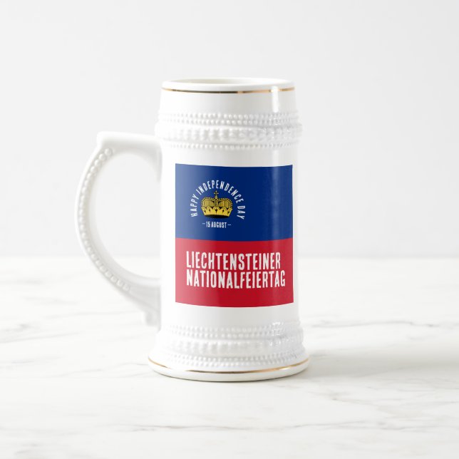 Caneca De Cerveja Bandeira do Dia Nacional do Liechtenstein (Esquerda)