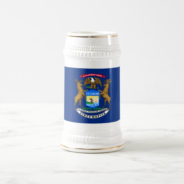 Caneca De Cerveja Bandeira do Estado do Michigan (Centro)