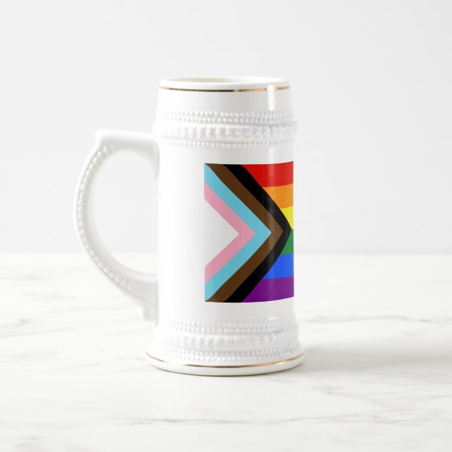 Caneca De Cerveja Bandeira do Orgulho Progressivo de SlipperyJoe sei (Esquerda)