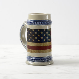 Caneca De Cerveja Bandeira dos EUA / Grunged