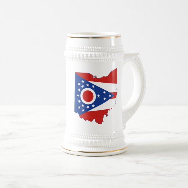 Caneca De Cerveja Bandeira e mapa do estado de Ohio (Frente Esquerda)