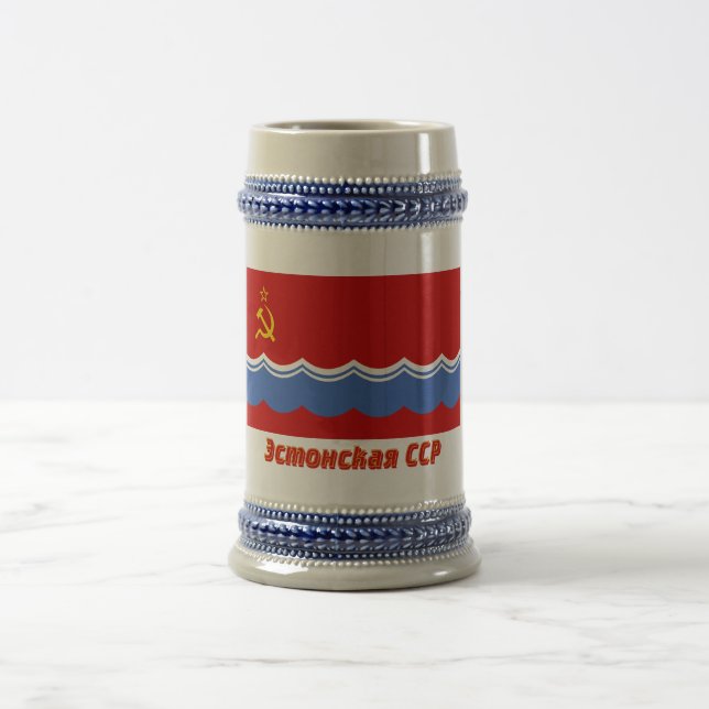 Caneca De Cerveja Bandeira estónia de SSR com nome (Centro)