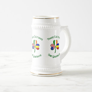 Caneca De Cerveja Bandeira EUA Trevo Irlandês Romeno Texto Personali