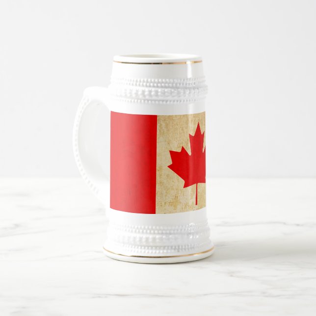 Caneca De Cerveja Bandeira Nacional Patriótica Original do CANADÁ (Frente Esquerda)