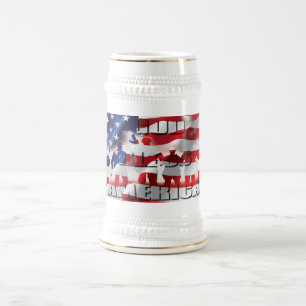 Caneca De Cerveja Bandeira Patriótica Deus Abençoe a América EUA