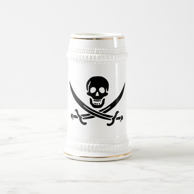 Caneca De Cerveja Bandeira Pirata Caveira Espadas Cruzadas (Centro)