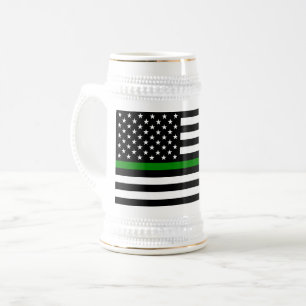 Caneca De Cerveja Bandeira Thin Green Line: Veteranos Militares Patr