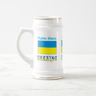 Caneca De Cerveja Bandeira ucraniana azul Personalização Ucrânia 