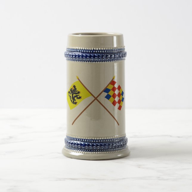 Caneca De Cerveja Bandeiras cruzadas de Flanders e de Antuérpia (Centro)