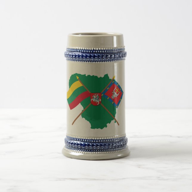 Caneca De Cerveja Bandeiras do condado de Lithuania e de Kauno, (Centro)